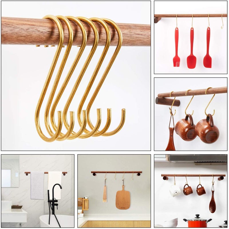 Xinally 10 Pieces Multipurpose Brass S Shaped Hooks Coat Clothes Storage Hangers Kitchen Pot Pan Racks - Image 4